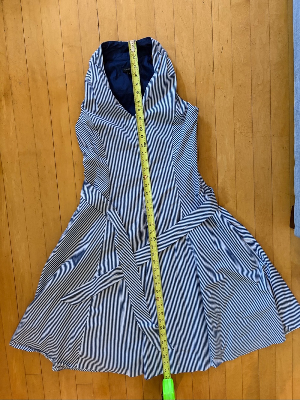 Talbots Navy and White Striped Halter Tie-Waist Midi Dress - Picture 7 of 9